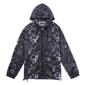 Men's Marble Windbreaker Hooded Jacket for Hiking Trip Size S